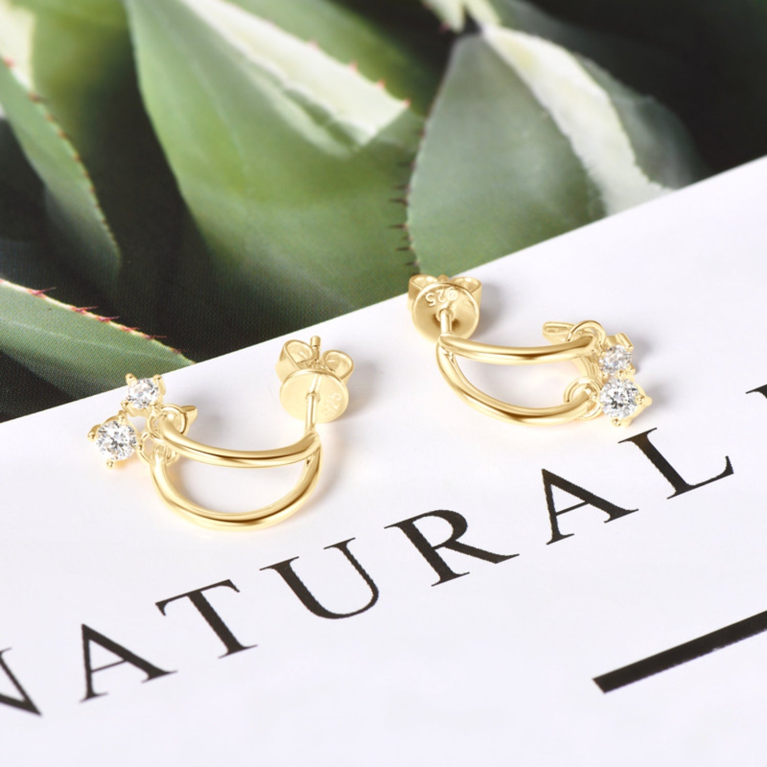 925 Sterling Silver Moissanite C-Hoop Earrings - Charming Charlie