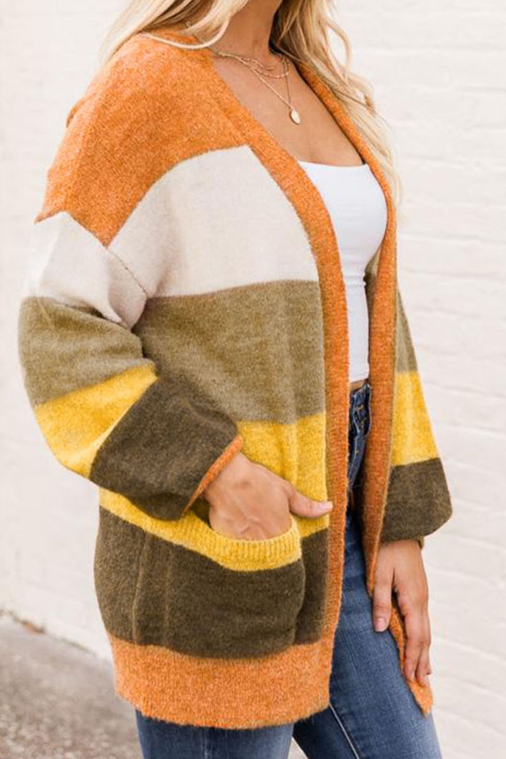 Open Front Color Block Cardigan - Charming Charlie