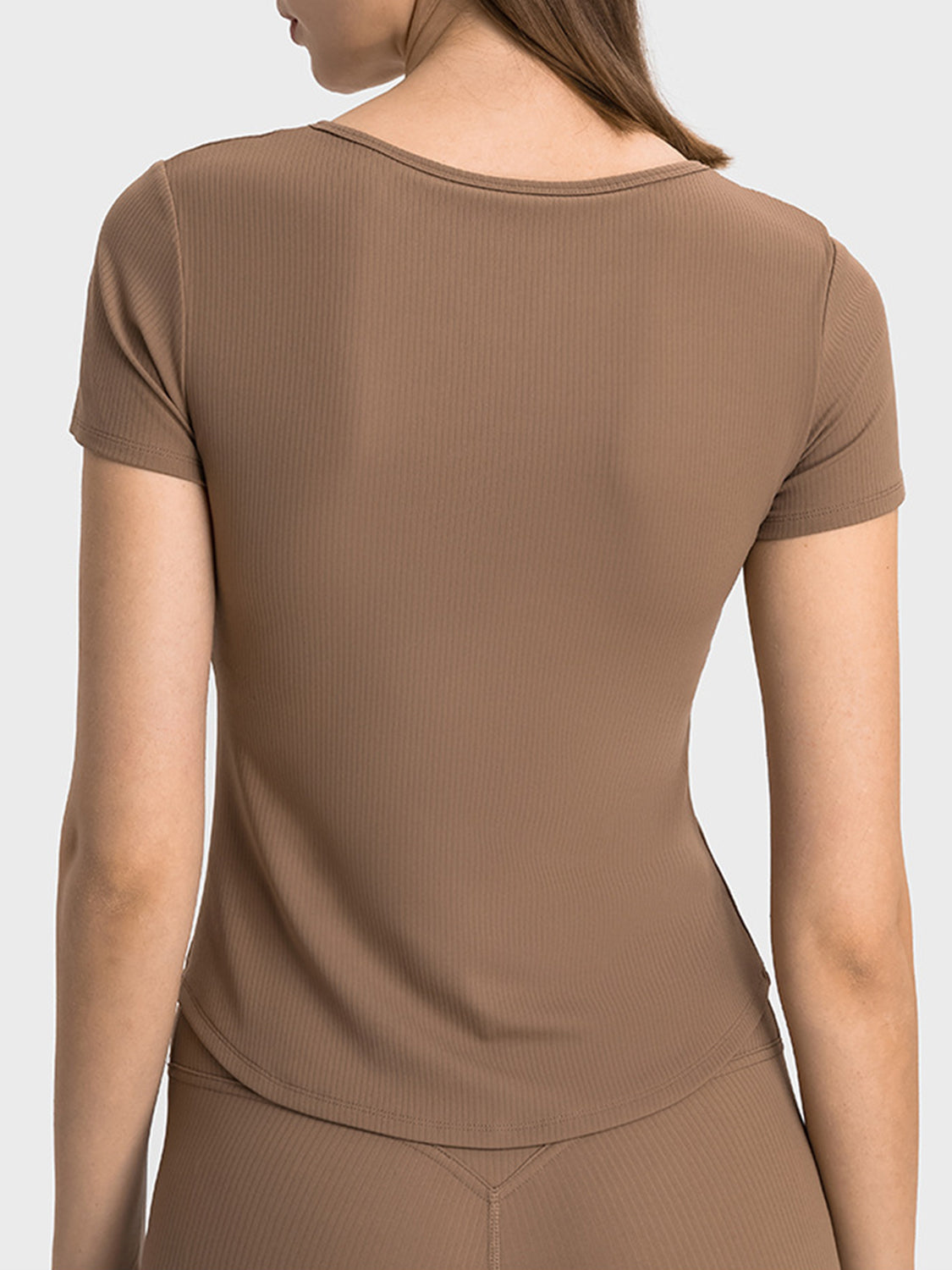 Notched Short Sleeve Active T-Shirt - Charming Charlie