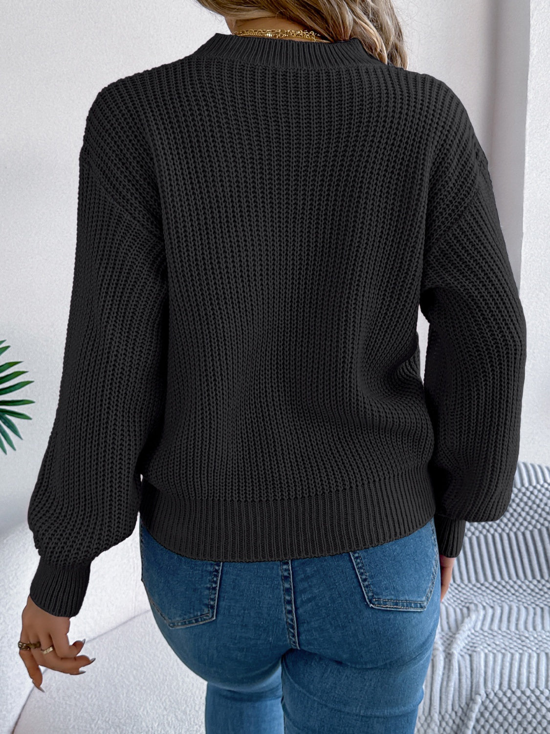 LOVE Heart Round Neck Dropped Shoulder Sweater - Charming Charlie