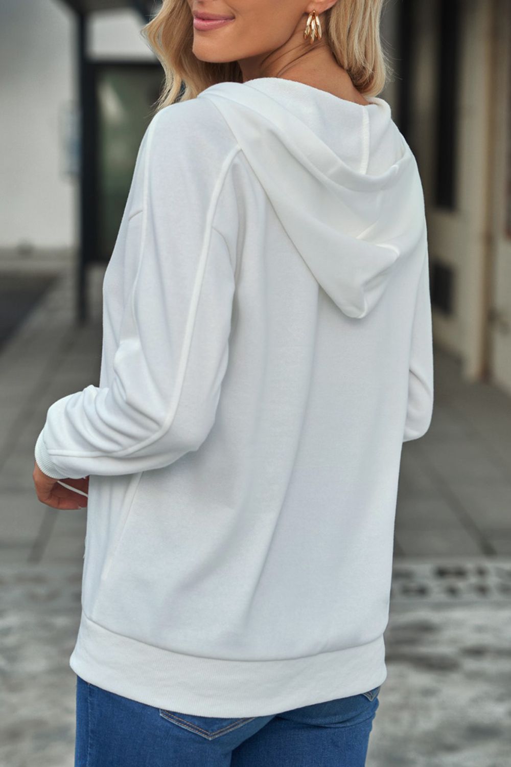 Lace Up Long Sleeve Hoodie - Charming Charlie