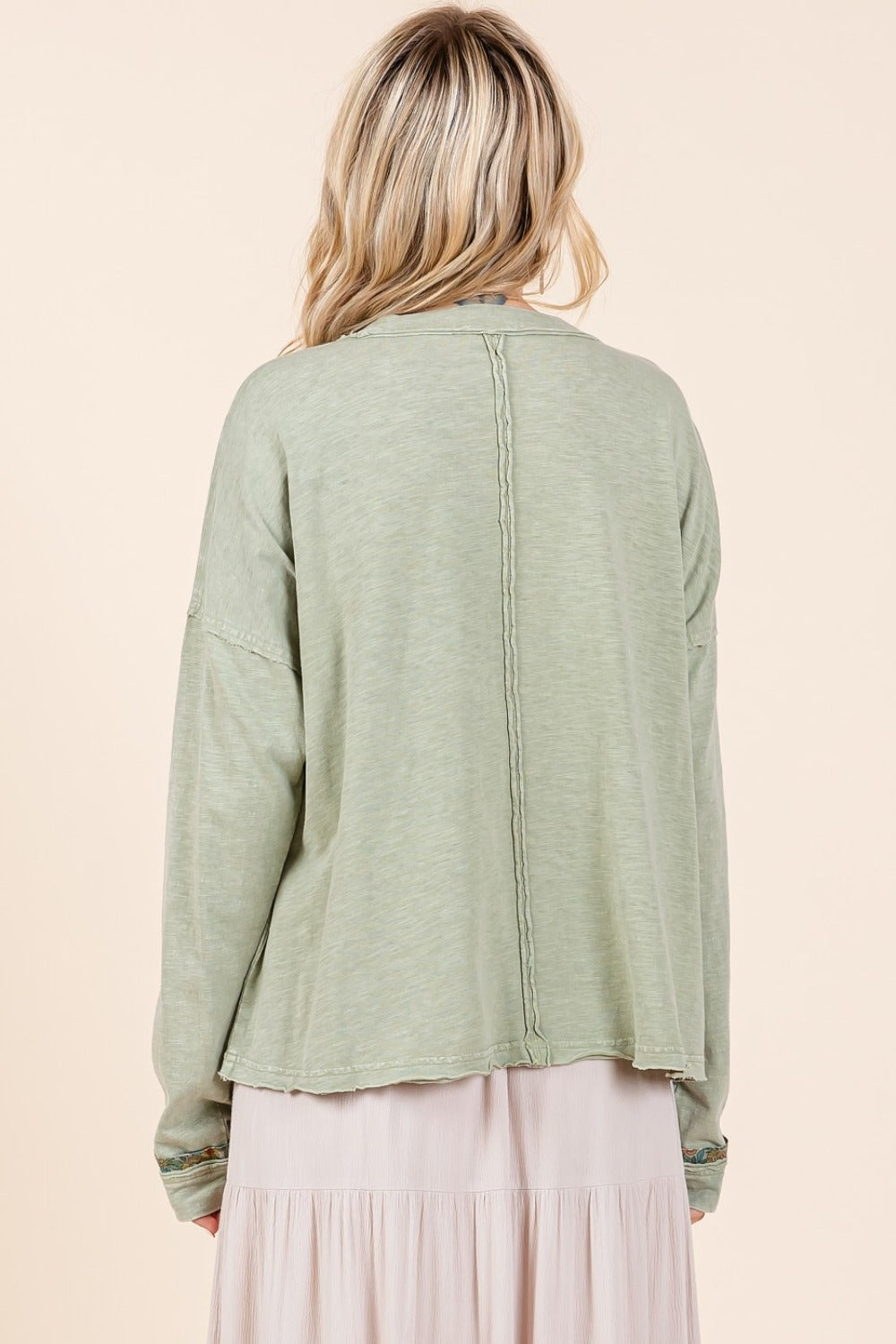 Mittoshop Mineral Wash Star Patch Long Sleeve T-Shirt - Charming Charlie