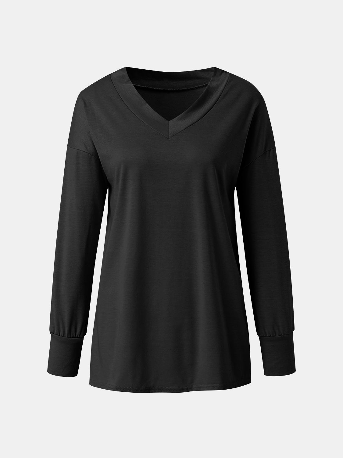 Full Size V-Neck Long Sleeve T-Shirt - Charming Charlie