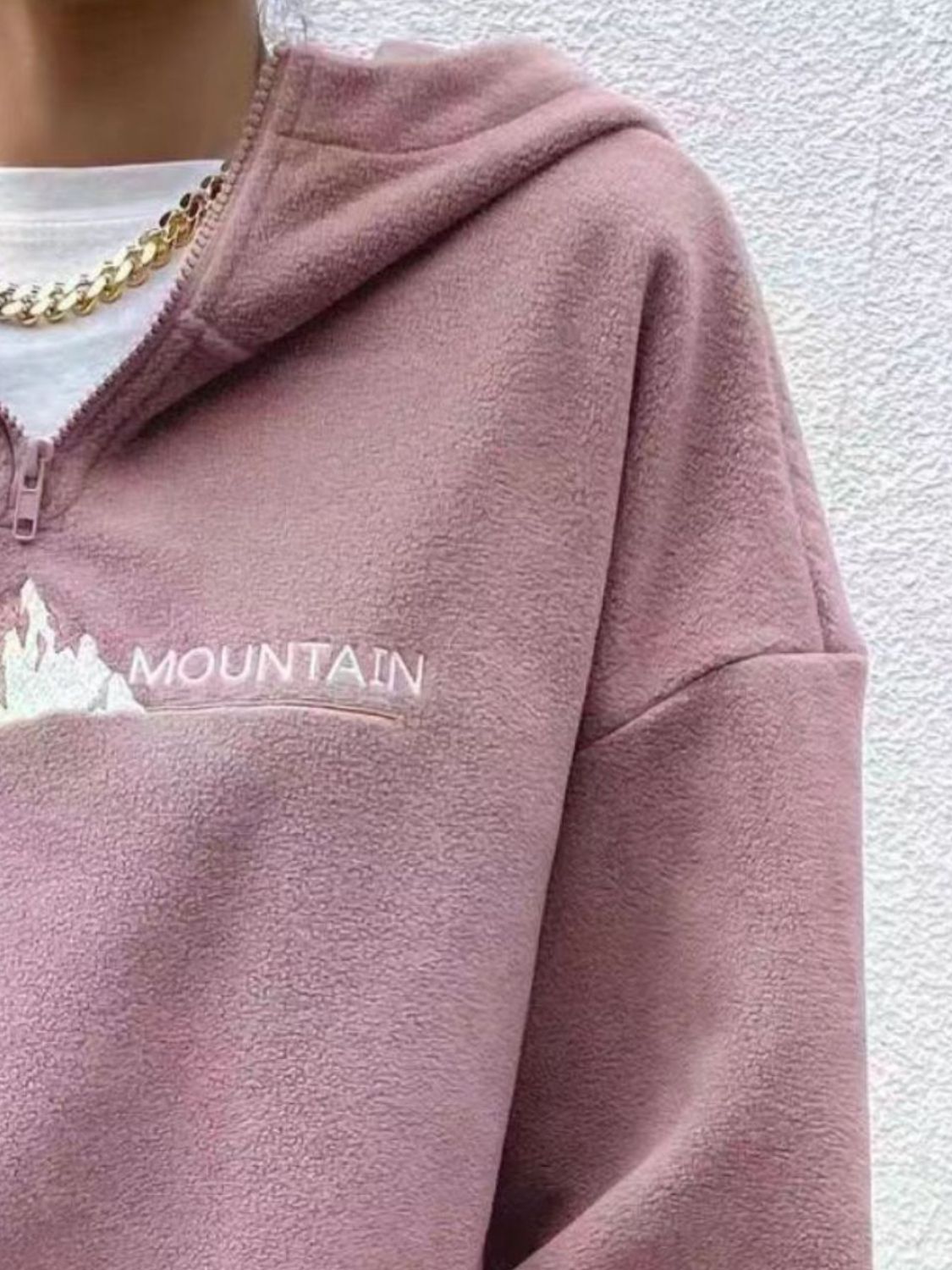 Mountain Quarter Zip Long Sleeve Hoodie - Charming Charlie