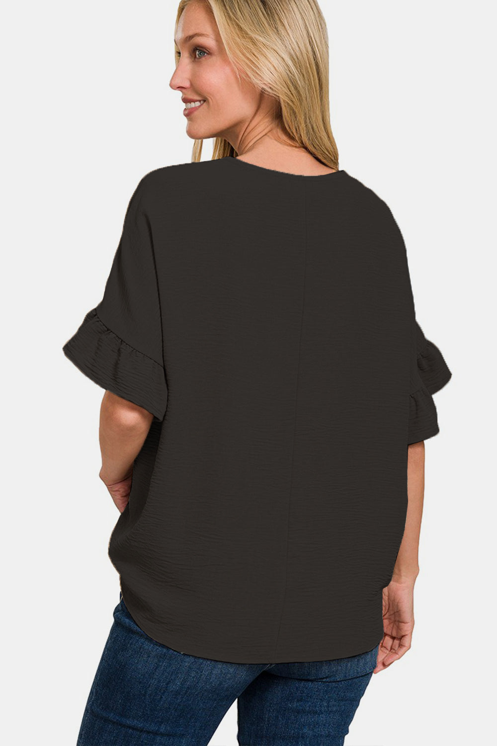 Zenana V-Neck Flutter Sleeve Top - Charming Charlie