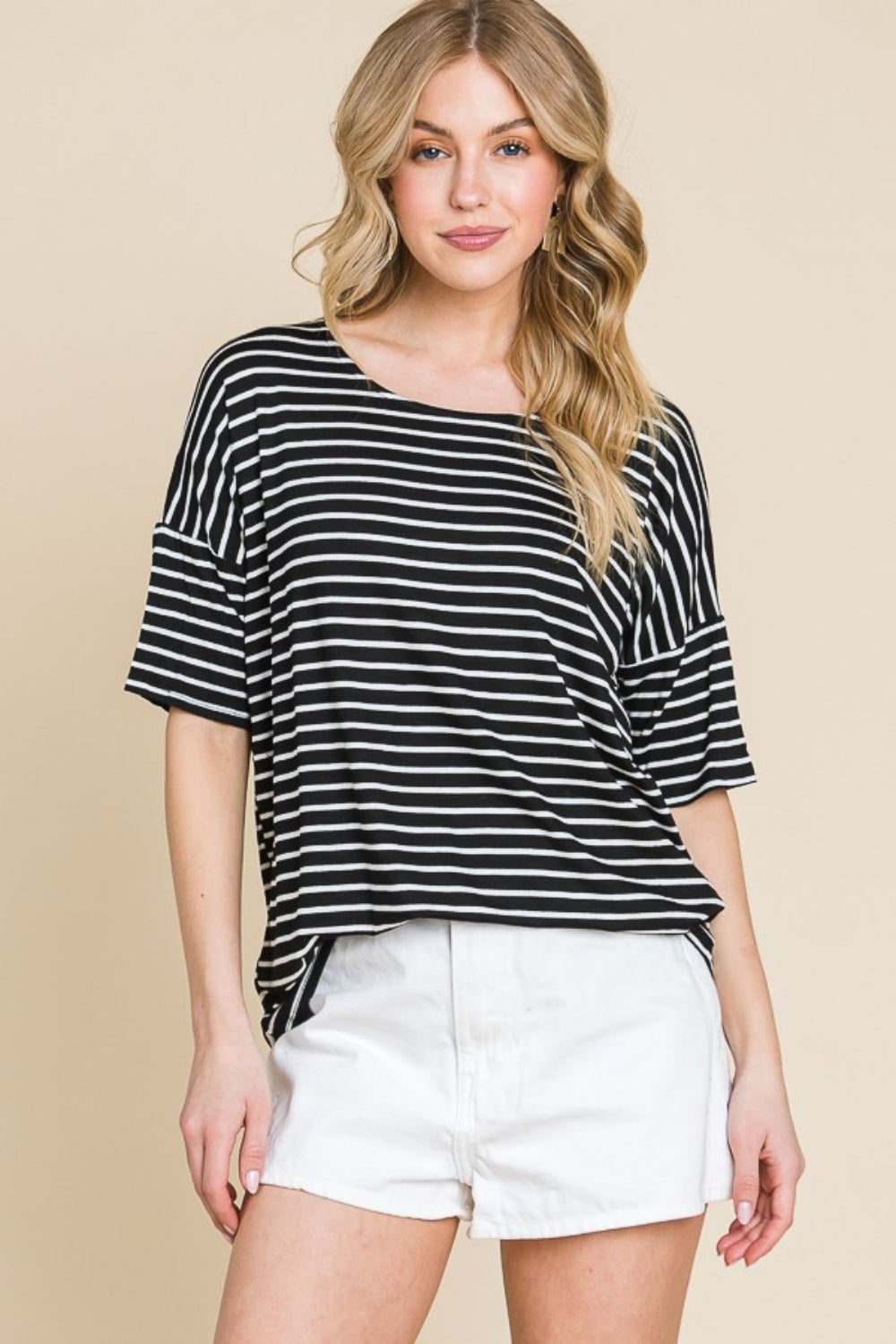 BOMBOM Striped Round Neck T-Shirt - Charming Charlie