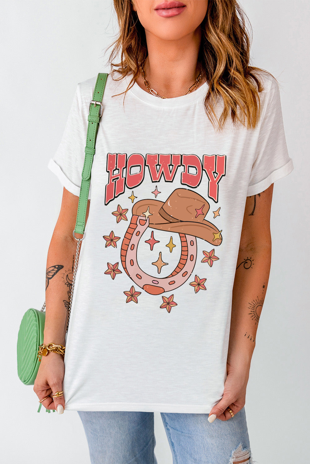 Graphic Round Neck Short Sleeve T-Shirt - Charming Charlie