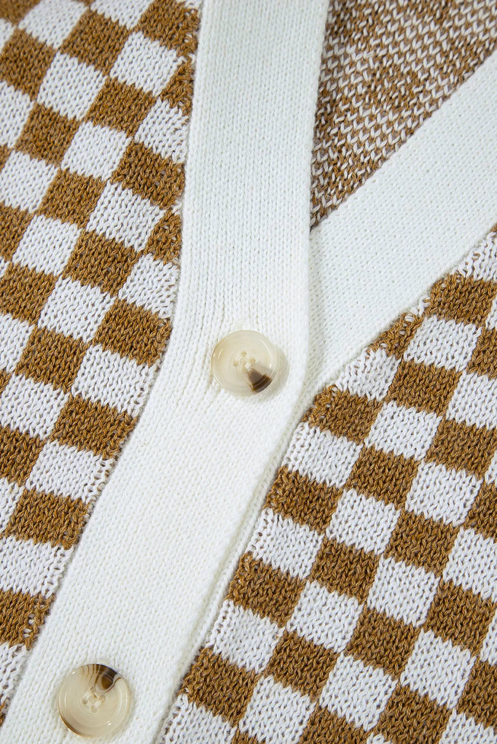 Checkered V-Neck Long Sleeve Cardigan - Charming Charlie