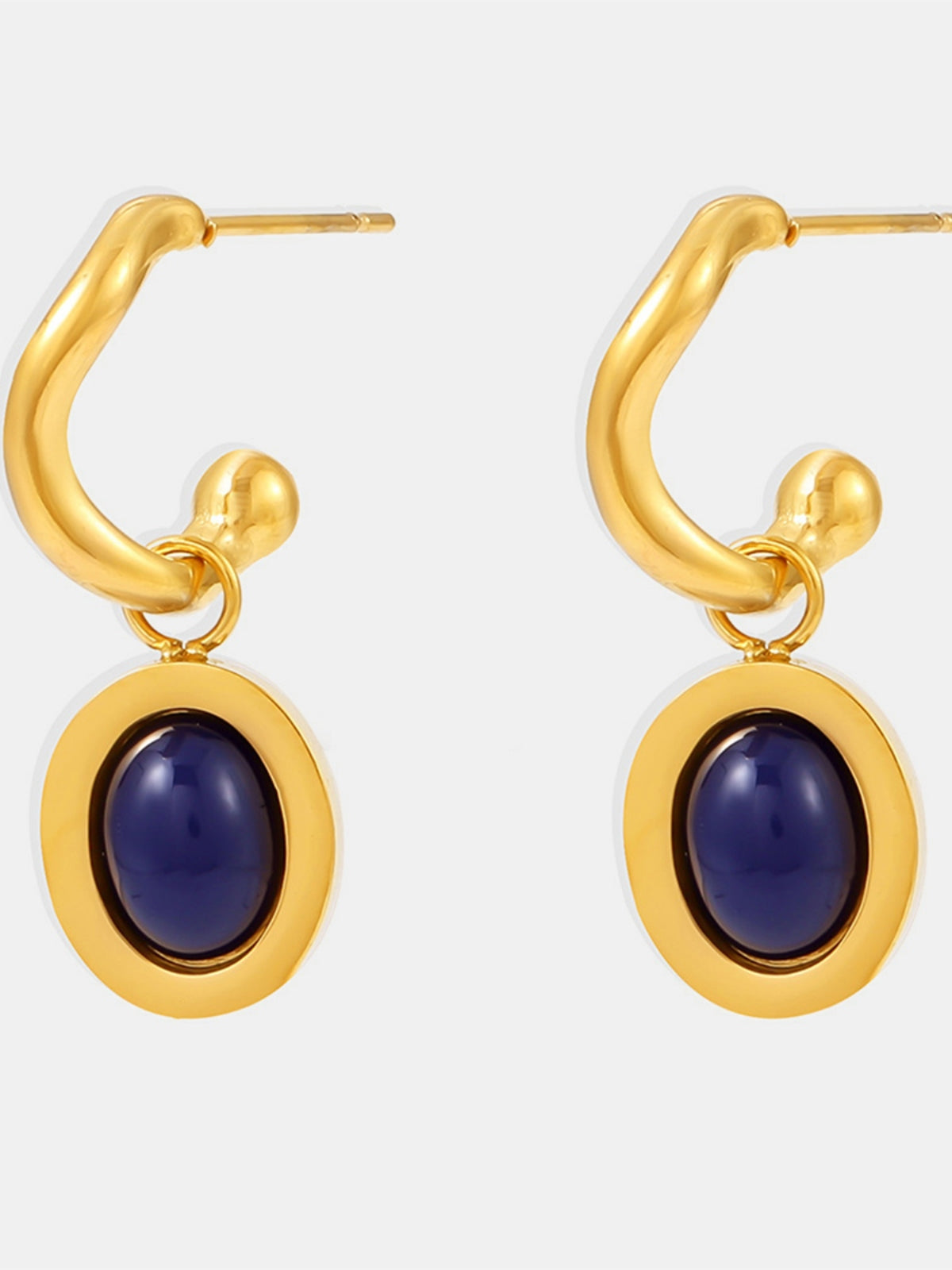Stainless Steel Oval Drop Earrings - Charming Charlie
