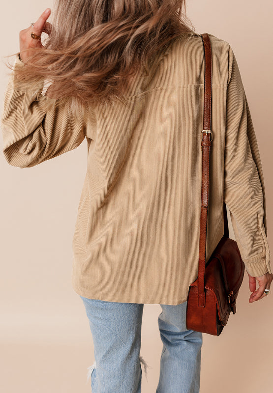 Frill Button Up Long Sleeve Shacket - Charming Charlie