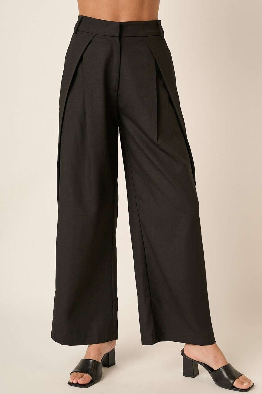 Mittoshop Deep Pleated High Waisted Wide Leg Pants - Charming Charlie
