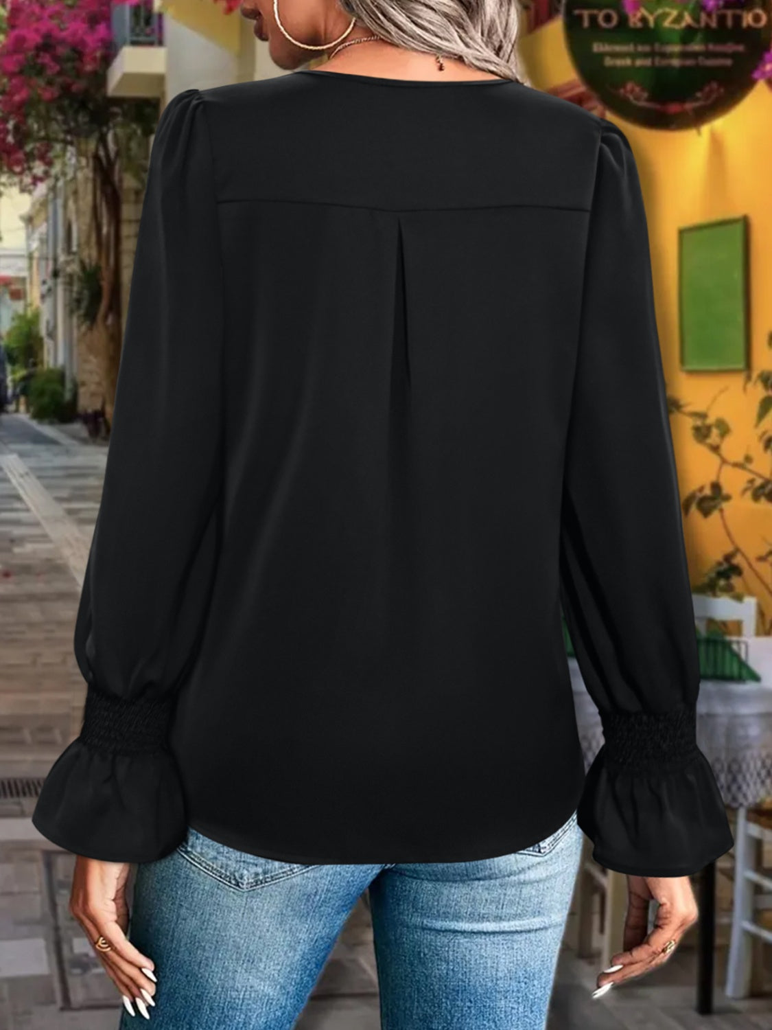 V-Neck Flounce Sleeve Blouse - Charming Charlie
