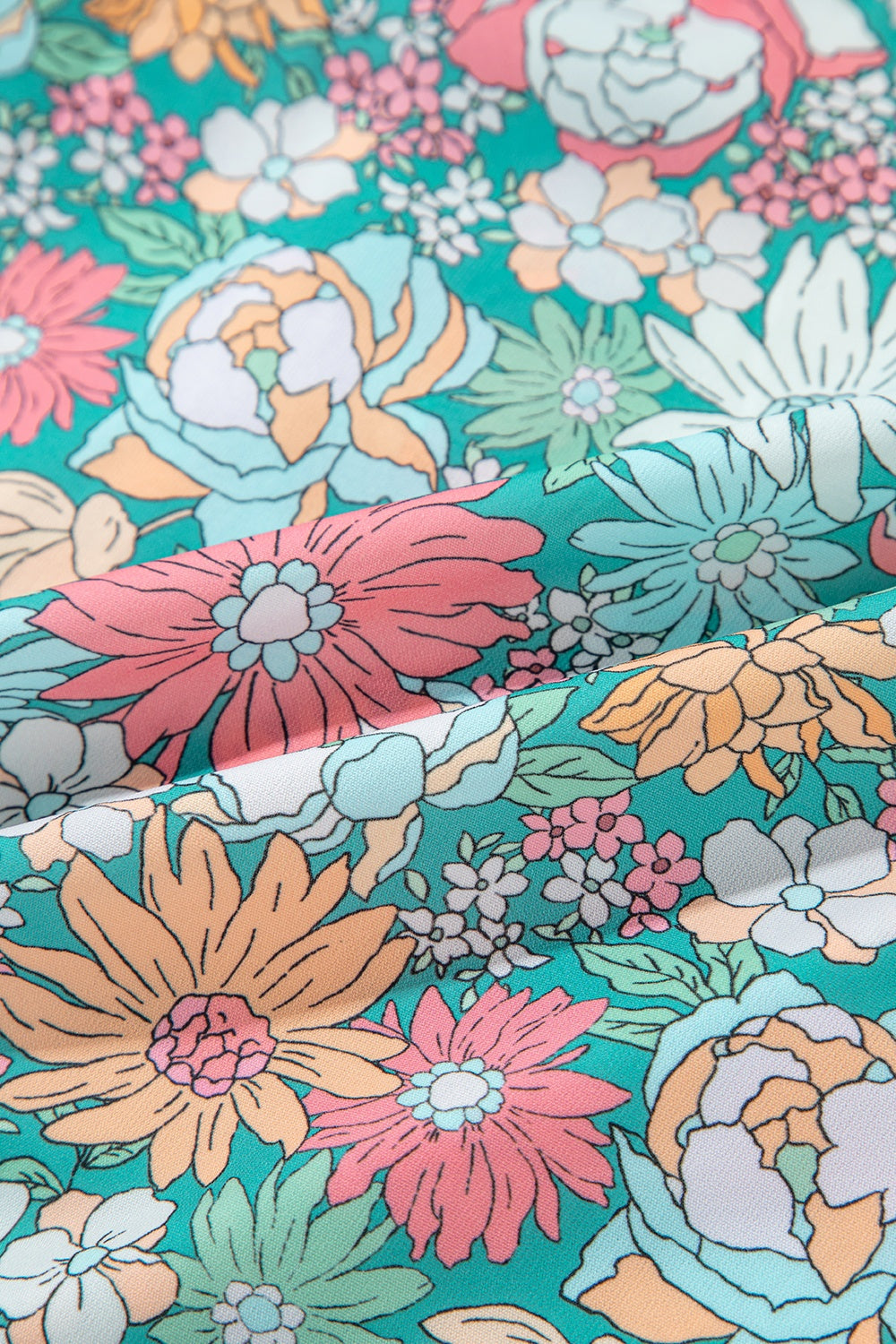 Printed Notched Short Sleeve Blouse - Charming Charlie