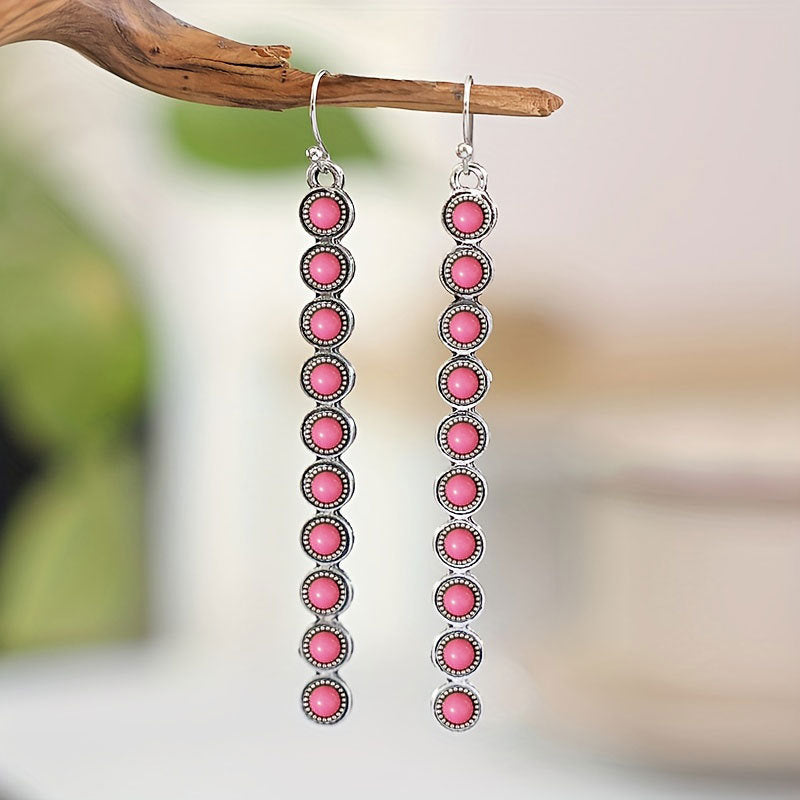 Artificial Turquoise Alloy Bar Earrings - Charming Charlie