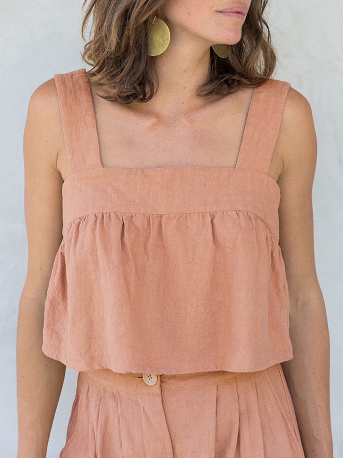 Square Neck Wide Strap Top and Pants Set - Charming Charlie