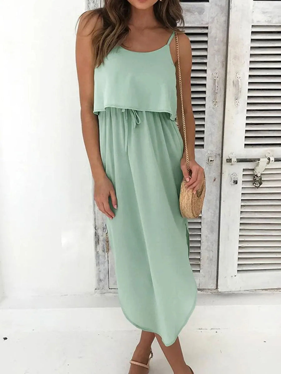 Tied Scoop Neck Mini Cami Dress