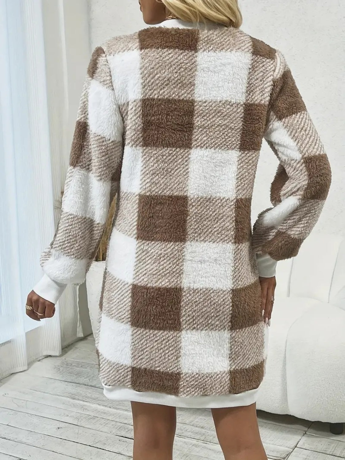 Plaid V-Neck Long Sleeve Dress - Charming Charlie