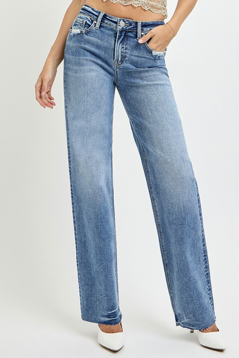 RISEN Full Size High Rise Straight Leg Jeans with Pockets - Charming Charlie