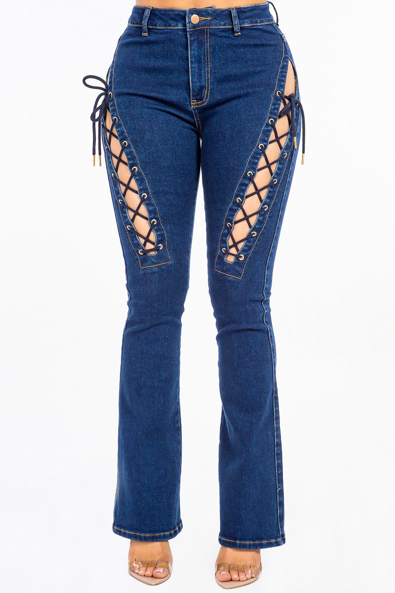 American Bazi High Waist Distressed Wide Leg Jeans