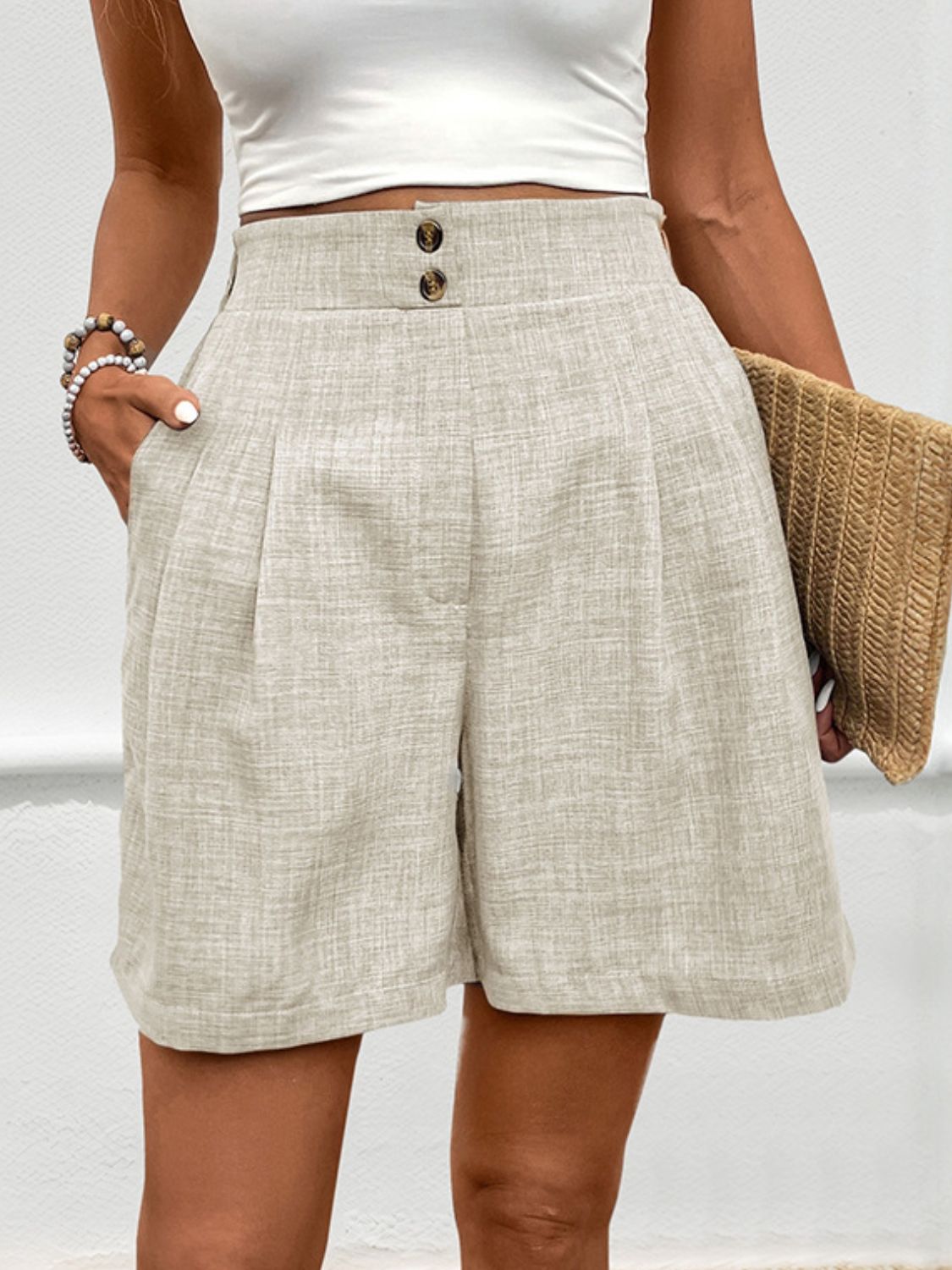 Perfee Frill Shorts with Pockets - Charming Charlie