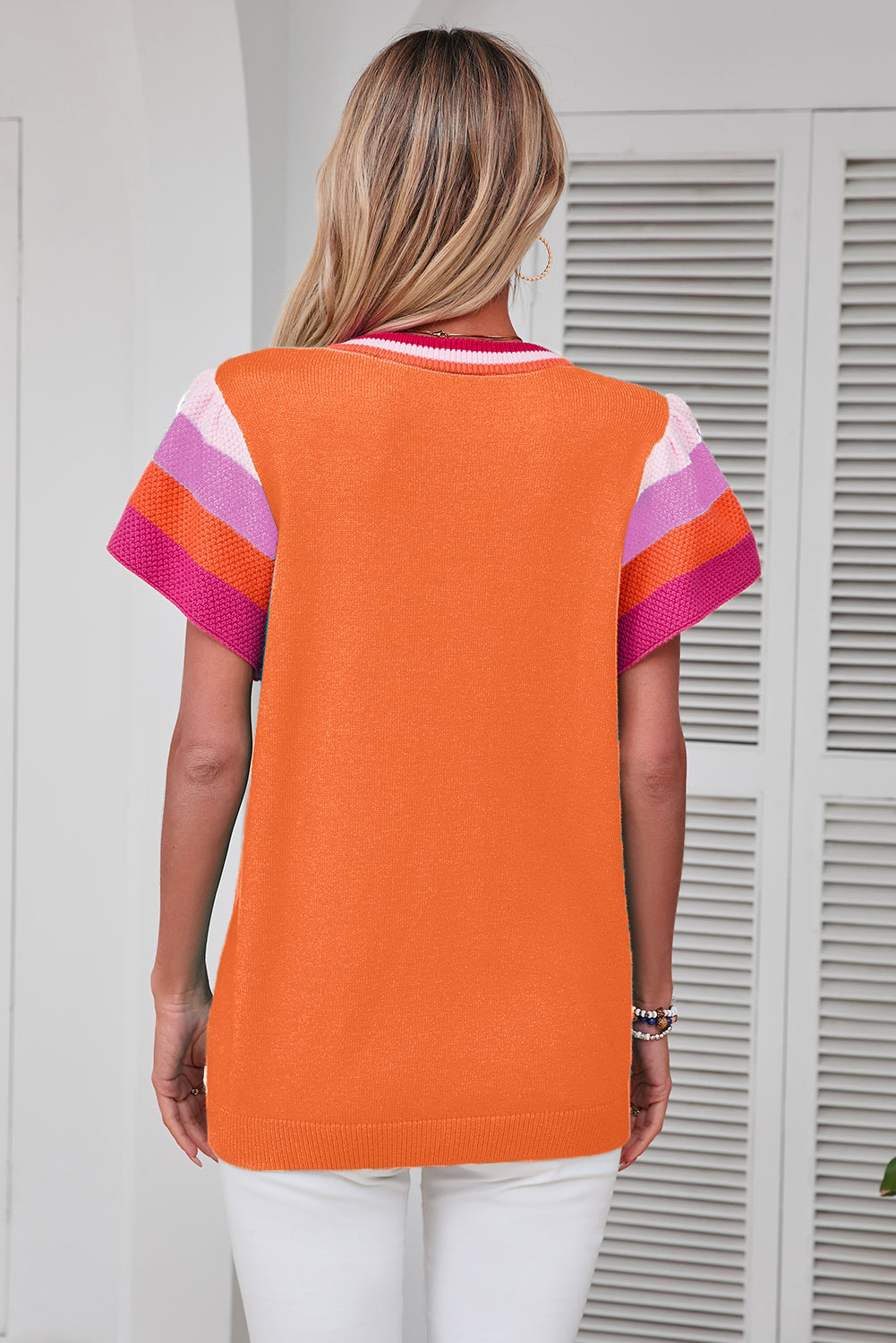 Color Block Round Neck Knit Top - Charming Charlie