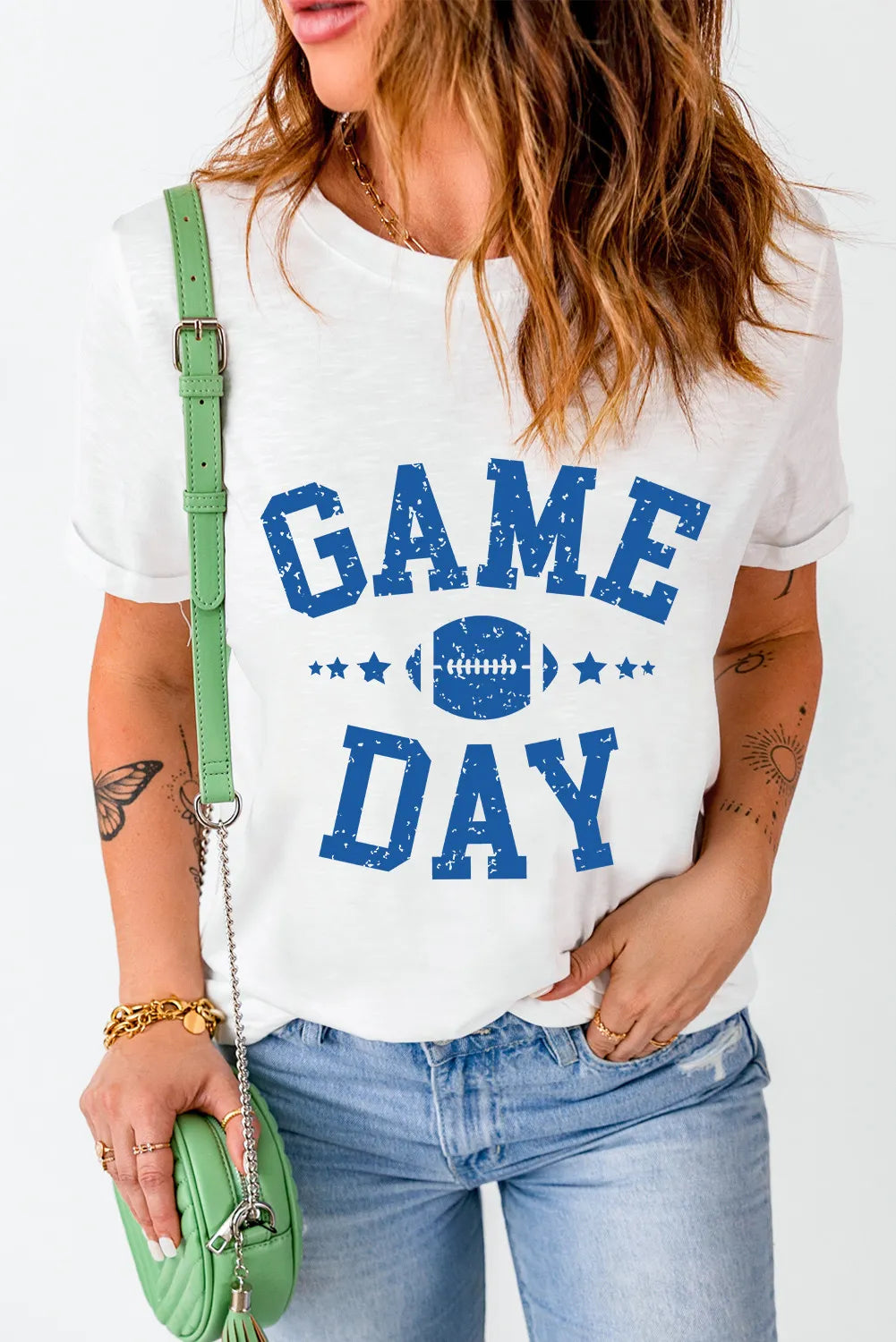 GAME DAY Round Neck Short Sleeve T-Shirt - Charming Charlie