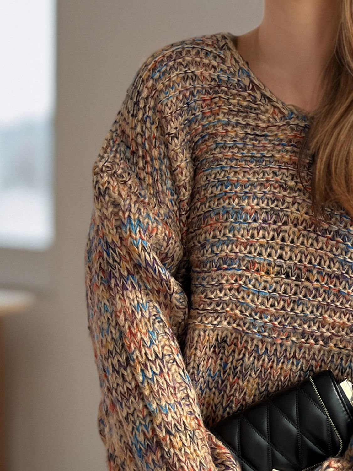 Dropped Shoulder Long Sleeve Sweater - Charming Charlie