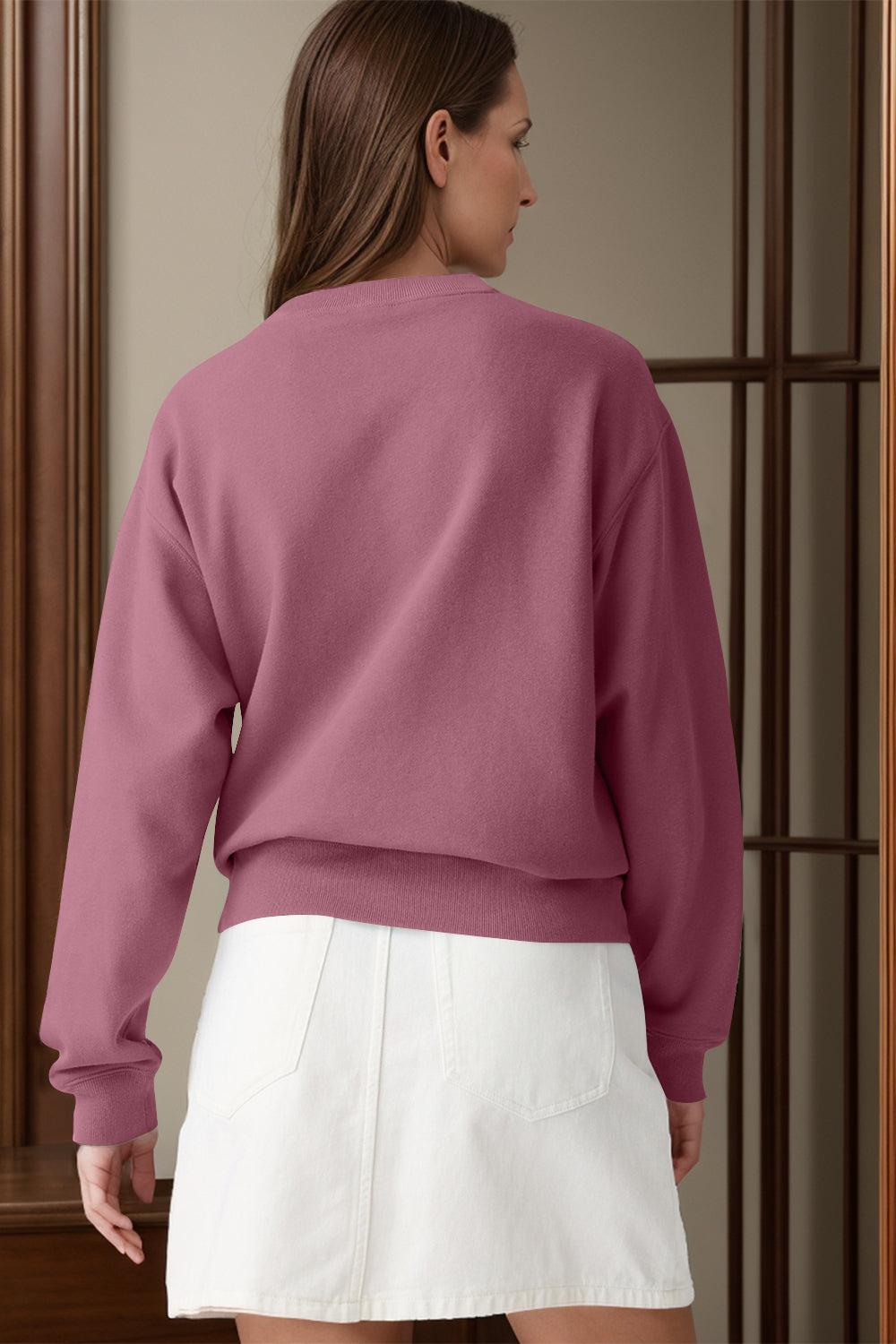 Round Neck Long Sleeve Sweatshirt - Charming Charlie