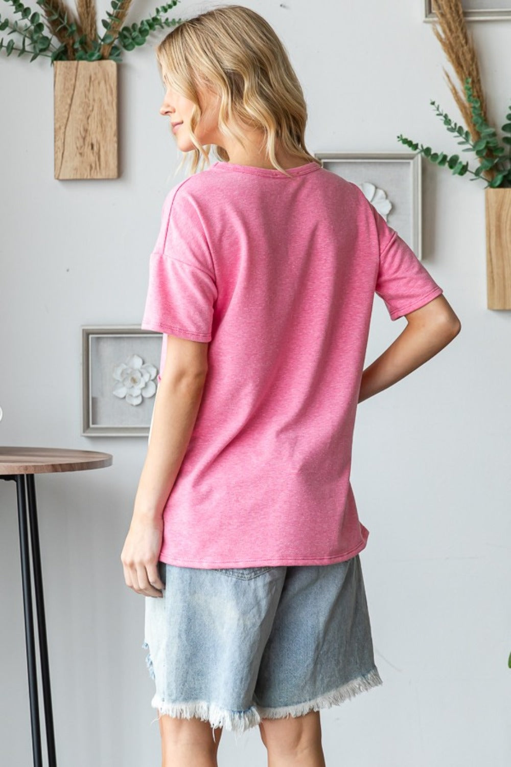 HOPELY Full Size Color Block Exposed Seam T-Shirt - Charming Charlie