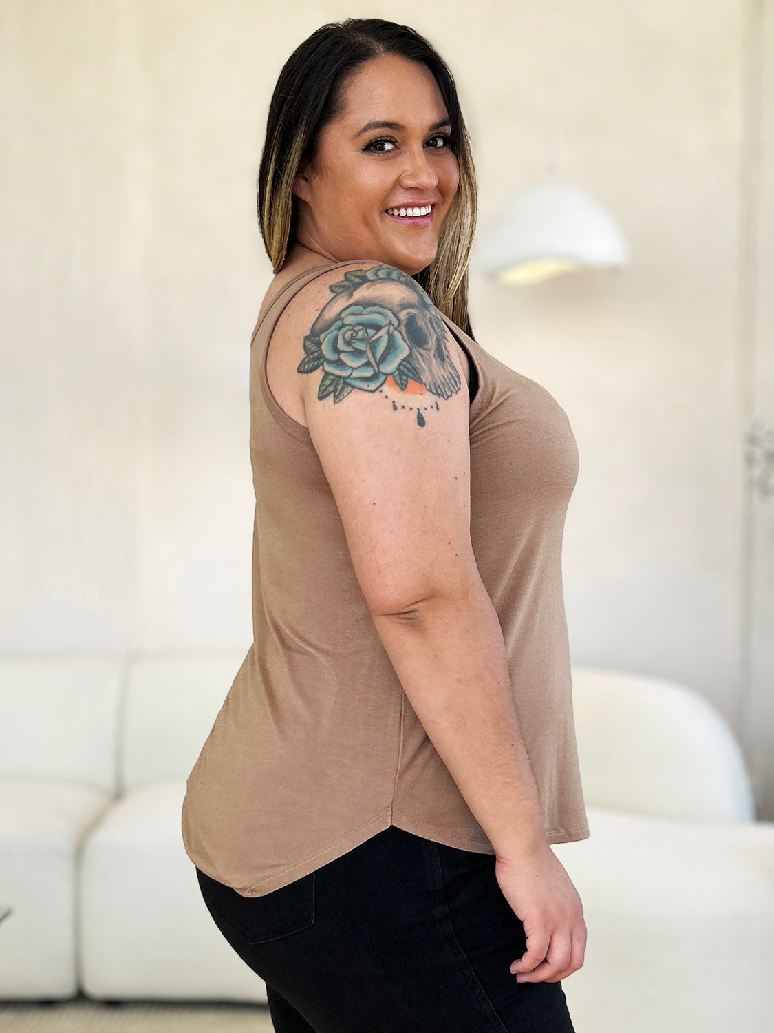 Basic Bae Full Size Round Neck Curved Hem Tank - Charming Charlie