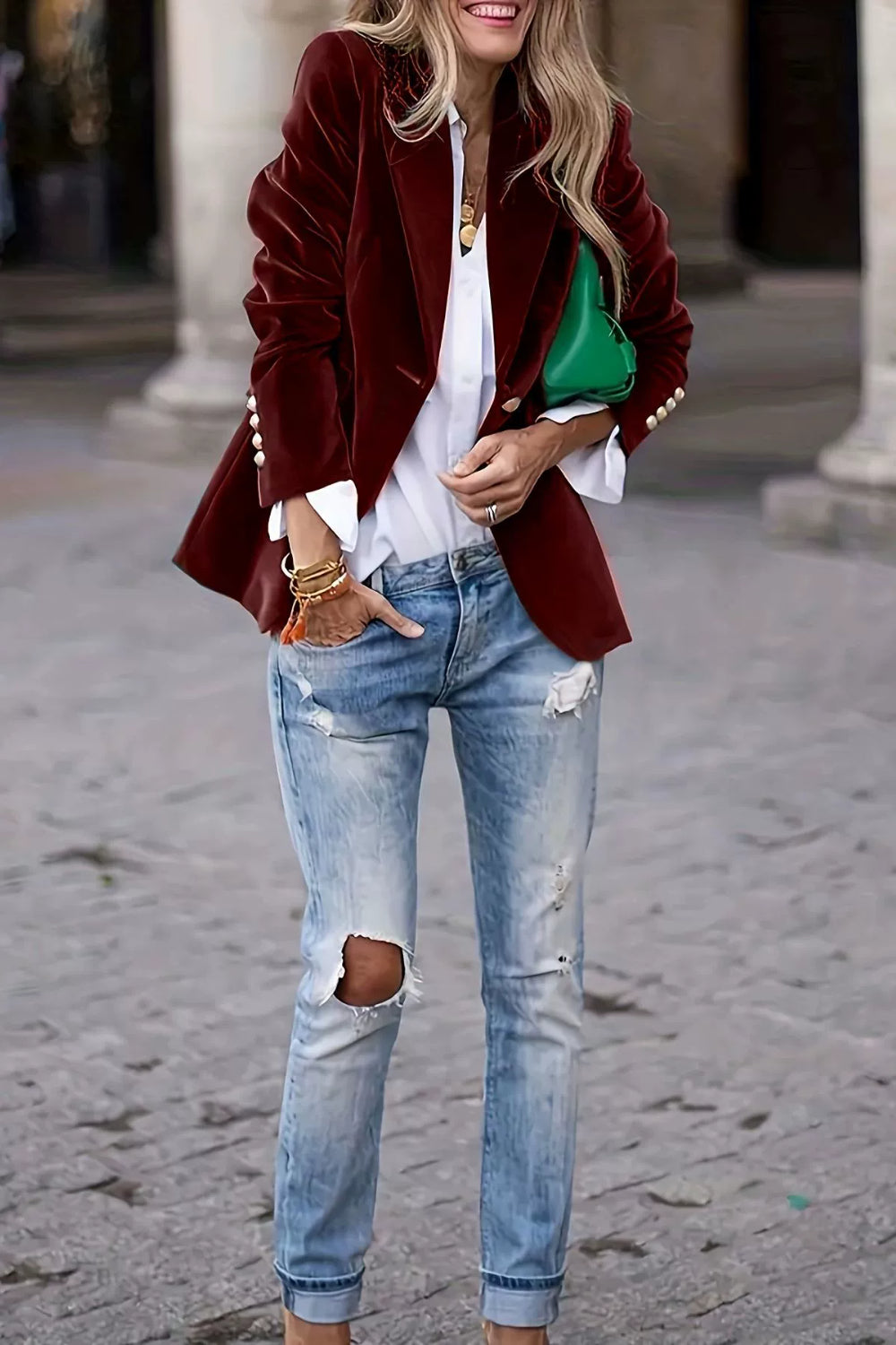 Lapel Collar One Button Blazer - Charming Charlie