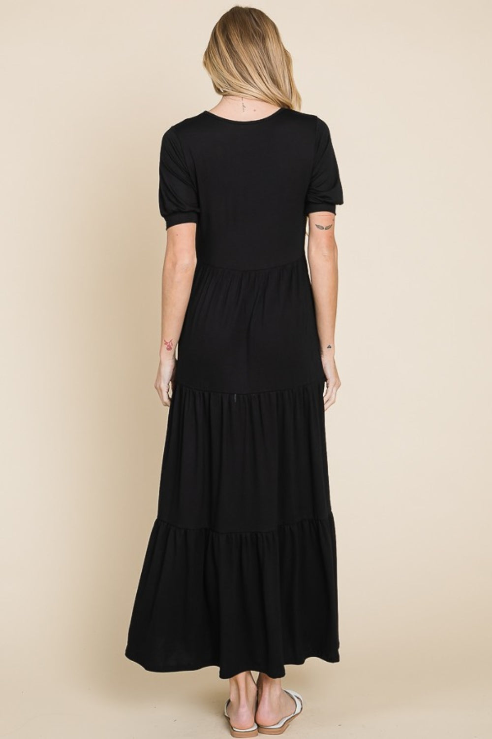 BOMBOM Short Sleeve Tiered Maxi Dress - Charming Charlie