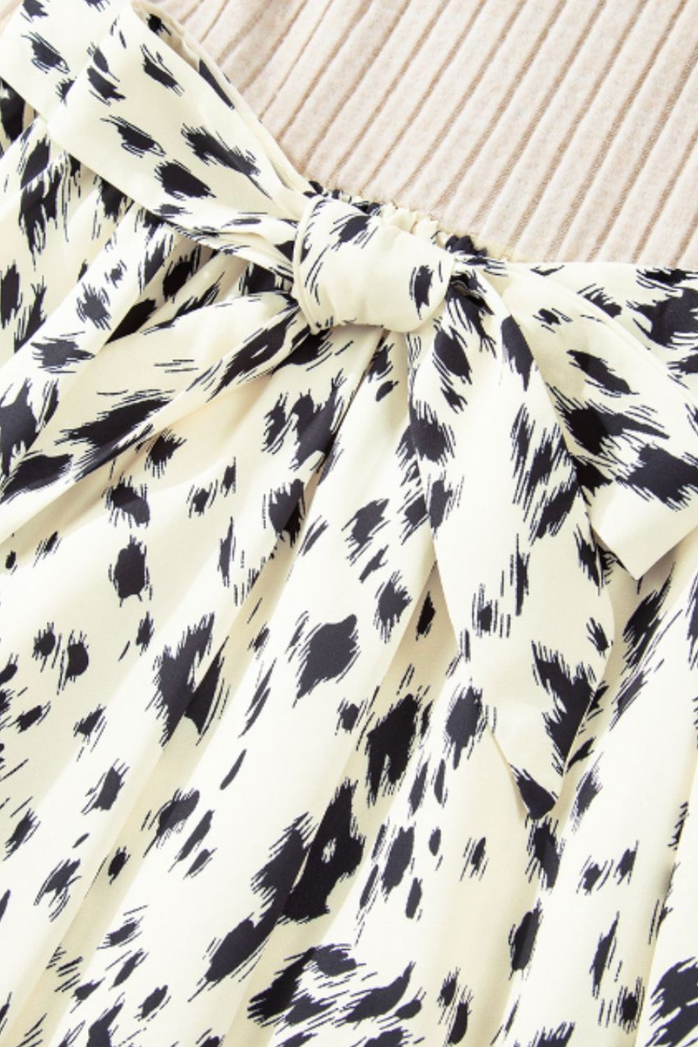 Printed Tie Waist Mock Neck Long Sleeve Dress - Charming Charlie