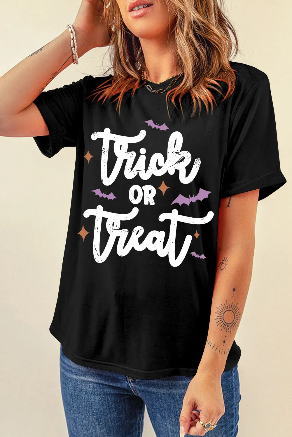 Letter Graphic Round Neck Short Sleeve T-Shirt - Charming Charlie