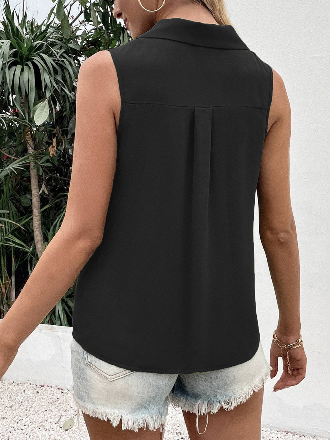 Full Size Johnny Collar Button Up Tank - Charming Charlie