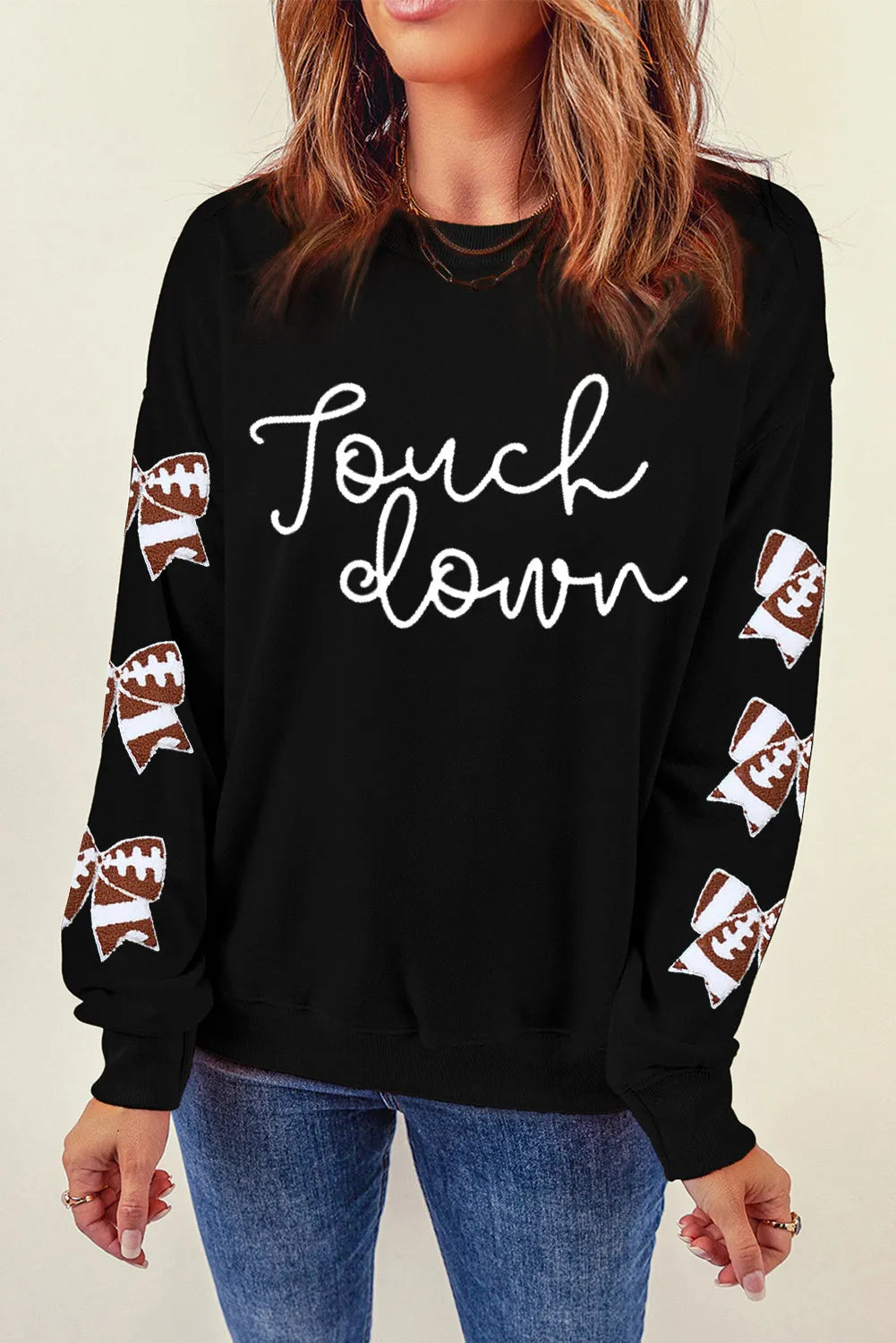 Letter Graphic Bow Long Sleeve Sweatshirt - Charming Charlie