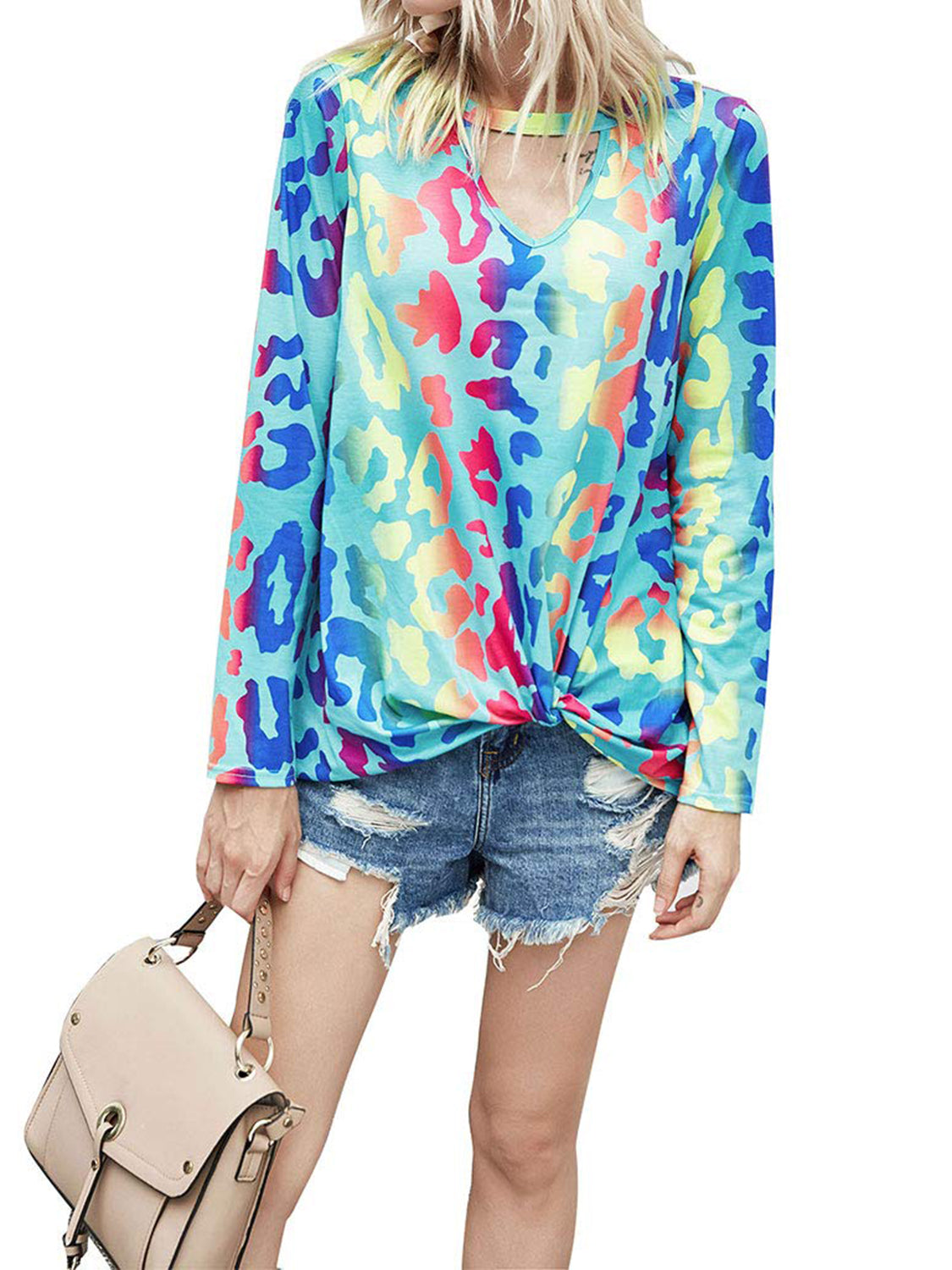 Cutout Round Neck Long Sleeve T-Shirt - Charming Charlie