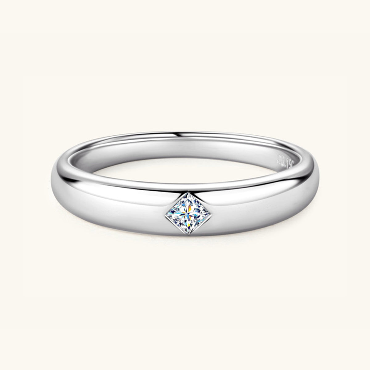 925 Sterling Silver Inlaid Moissanite Ring - Charming Charlie