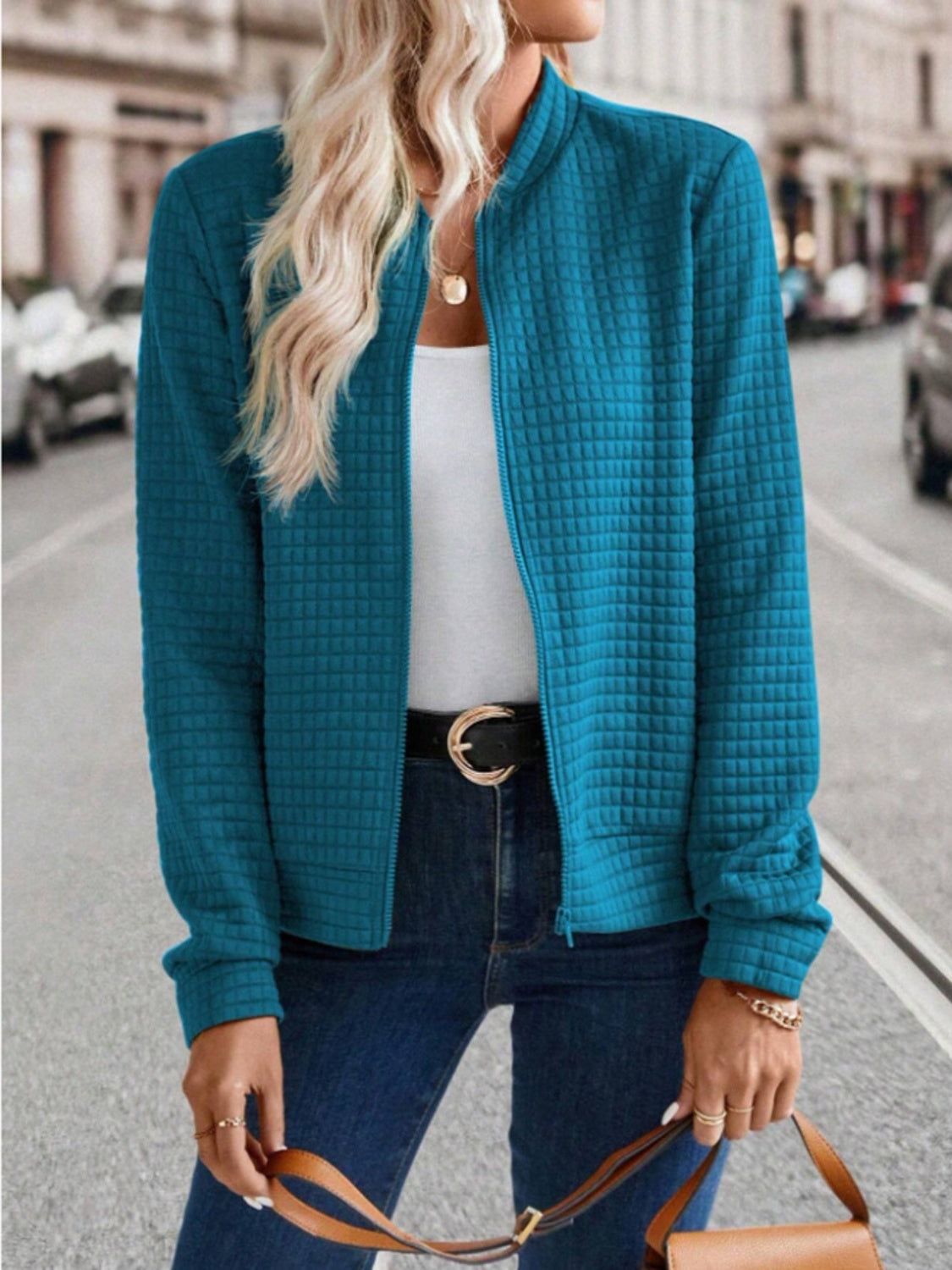 Zip Up Long Sleeve Jacket - Charming Charlie