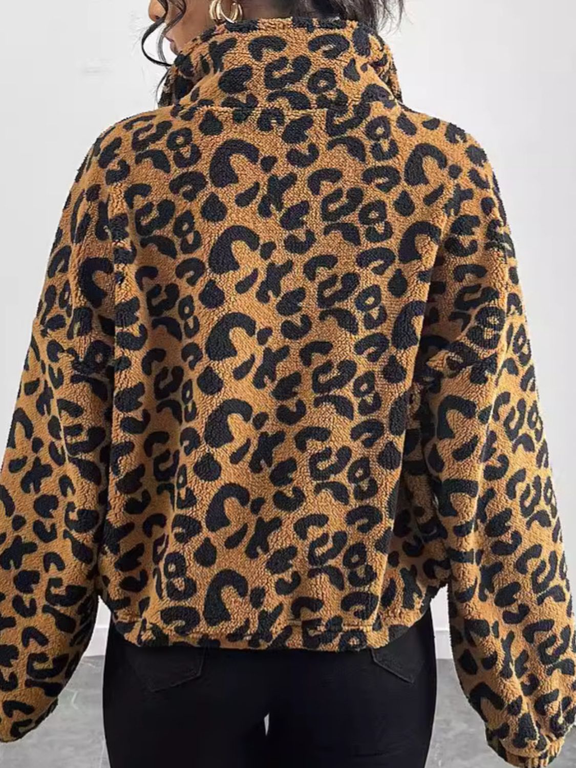 Leopard Zip Up Long Sleeve Jacket - Charming Charlie