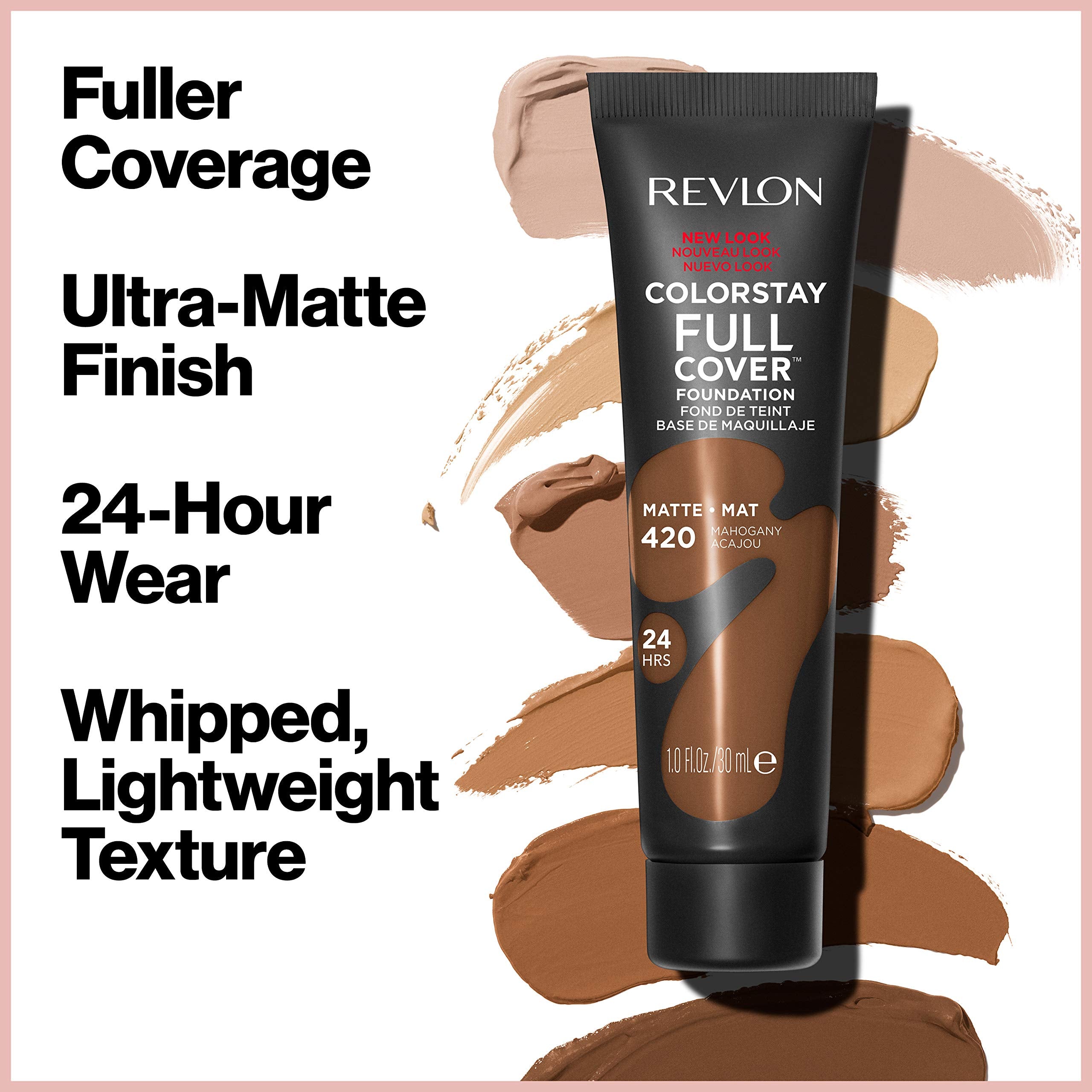 Revlon ColorStay Full Cover Longwear Matte Foundation, Heat & Sweat Resistant Lightweight Face Makeup - Charming Charlie