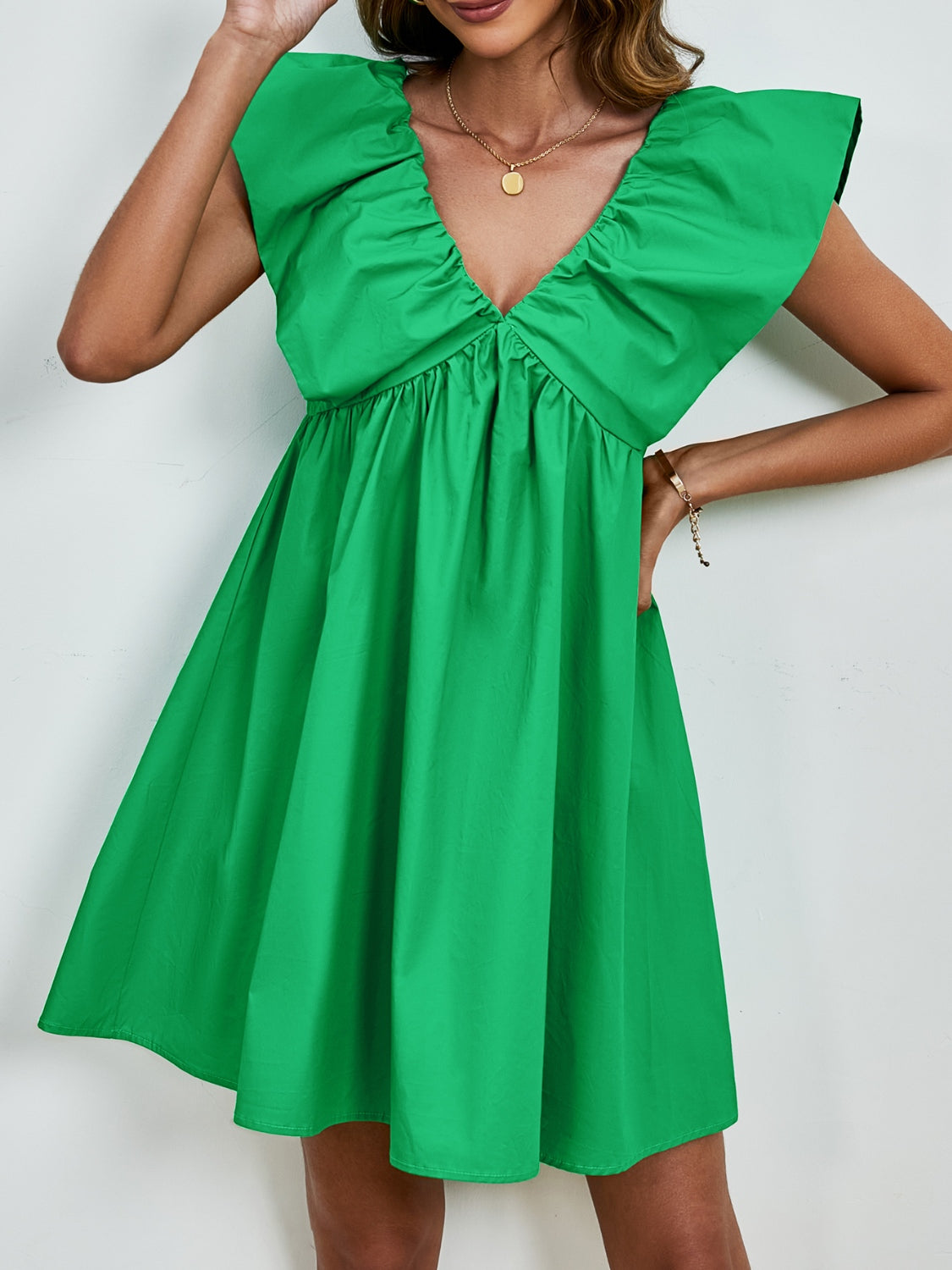 V-Neck Cap Sleeve Mini Dress - Charming Charlie