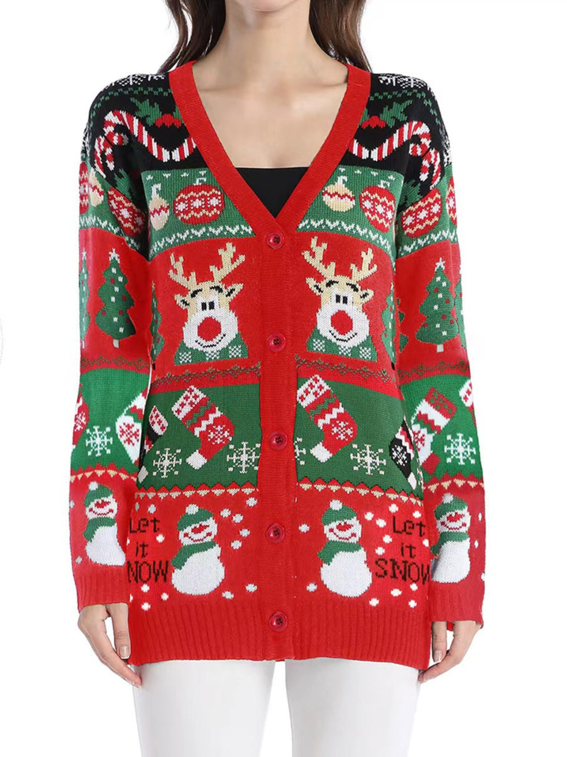 Reindeer Button Up Long Sleeve Cardigan - Charming Charlie