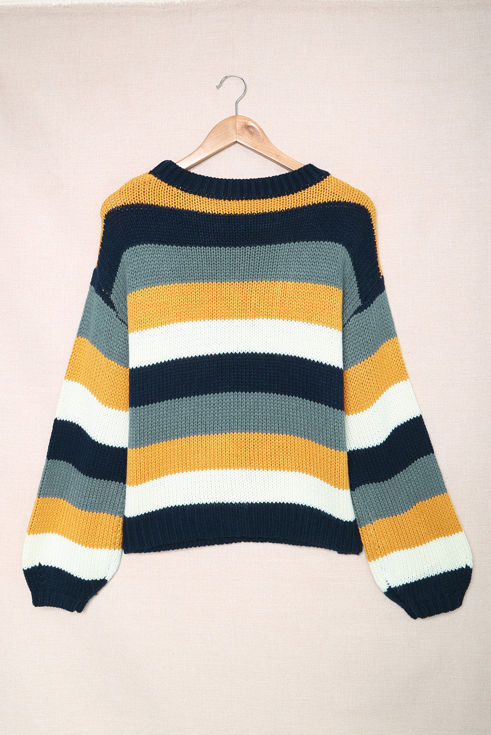 Color Block Round Neck Dropped Shoulder Sweater - Charming Charlie