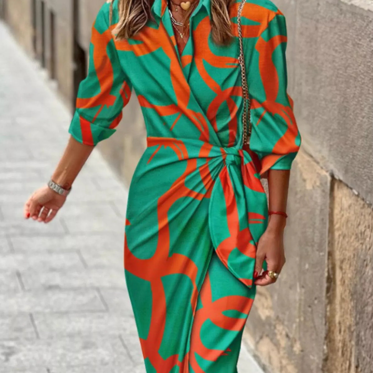 Printed Collared Neck Shirt Dress – Charming Charlie