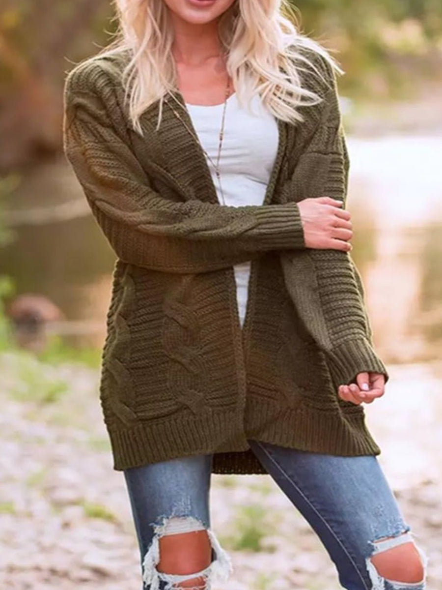 Cable Knit Open Front Cardigan