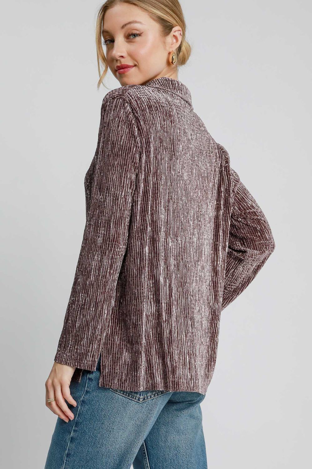 Umgee Side Slit Texture Button Up Shirt - Charming Charlie