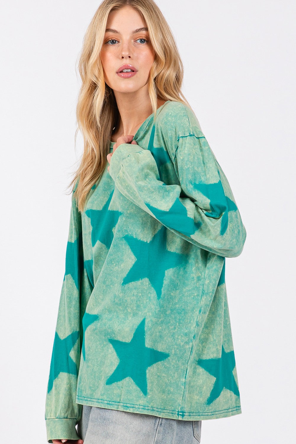 SAGE + FIG Mineral Wash Star Pattern T-Shirt - Charming Charlie