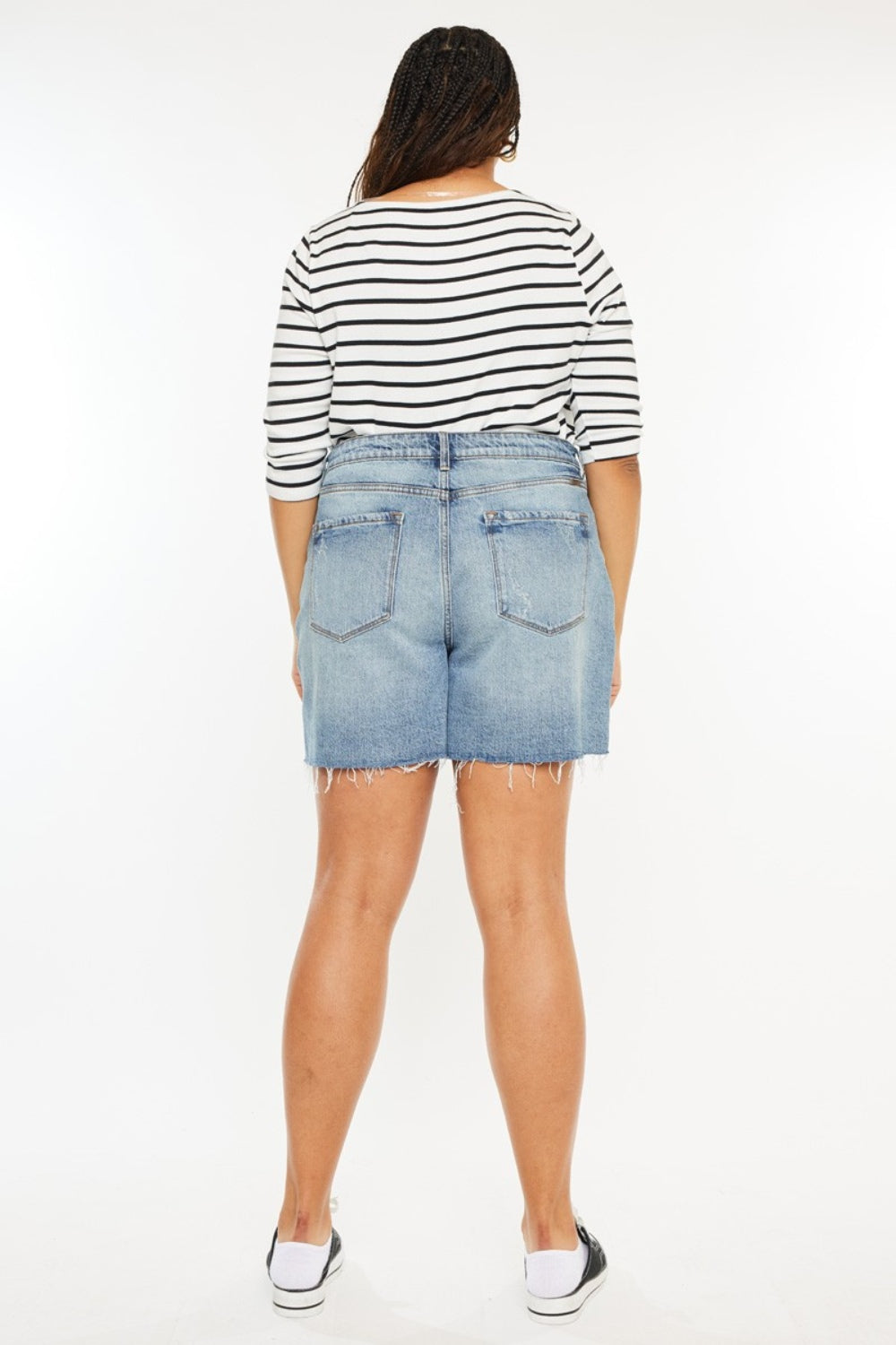 Kancan Full Size Raw Hem High Waist Denim Shorts - Charming Charlie