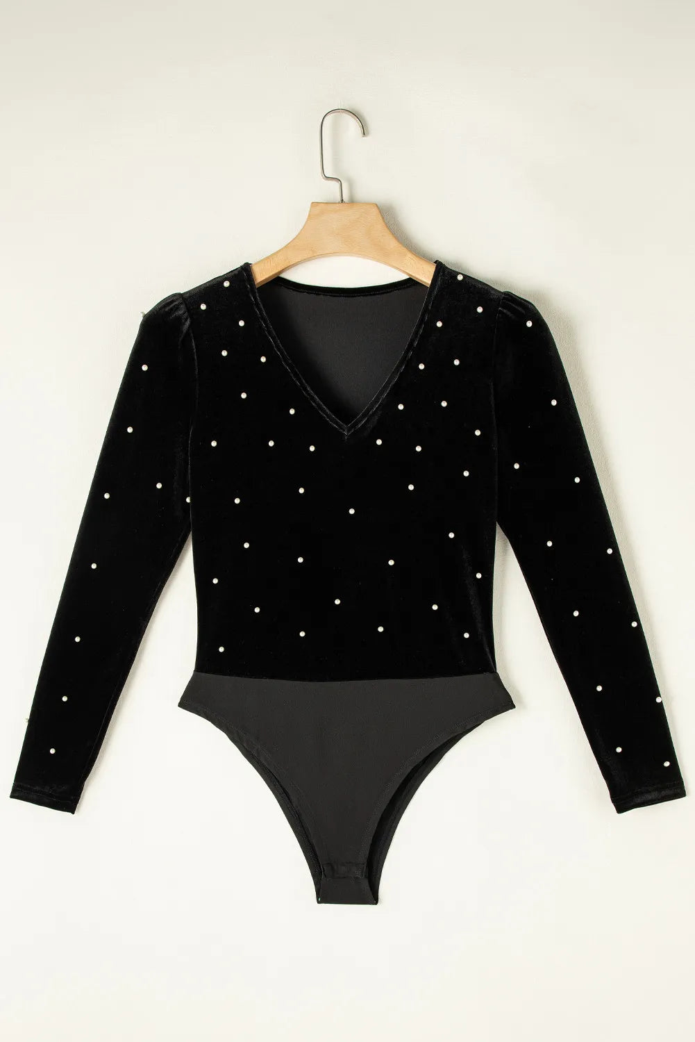 Pearl Detail V-Neck Long Sleeve Bodysuit - Charming Charlie